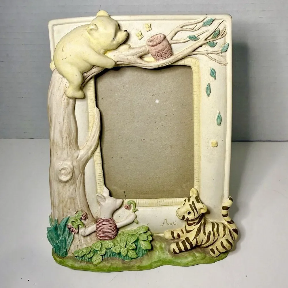 VTG Disney Charpente Winnie the Pooh Tigger Piglet Resin Picture Frame 3D 1990s